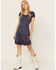 Image #1 - Gunit Women's Denim Floral Short Sleeve Mini Dress, Blue, hi-res