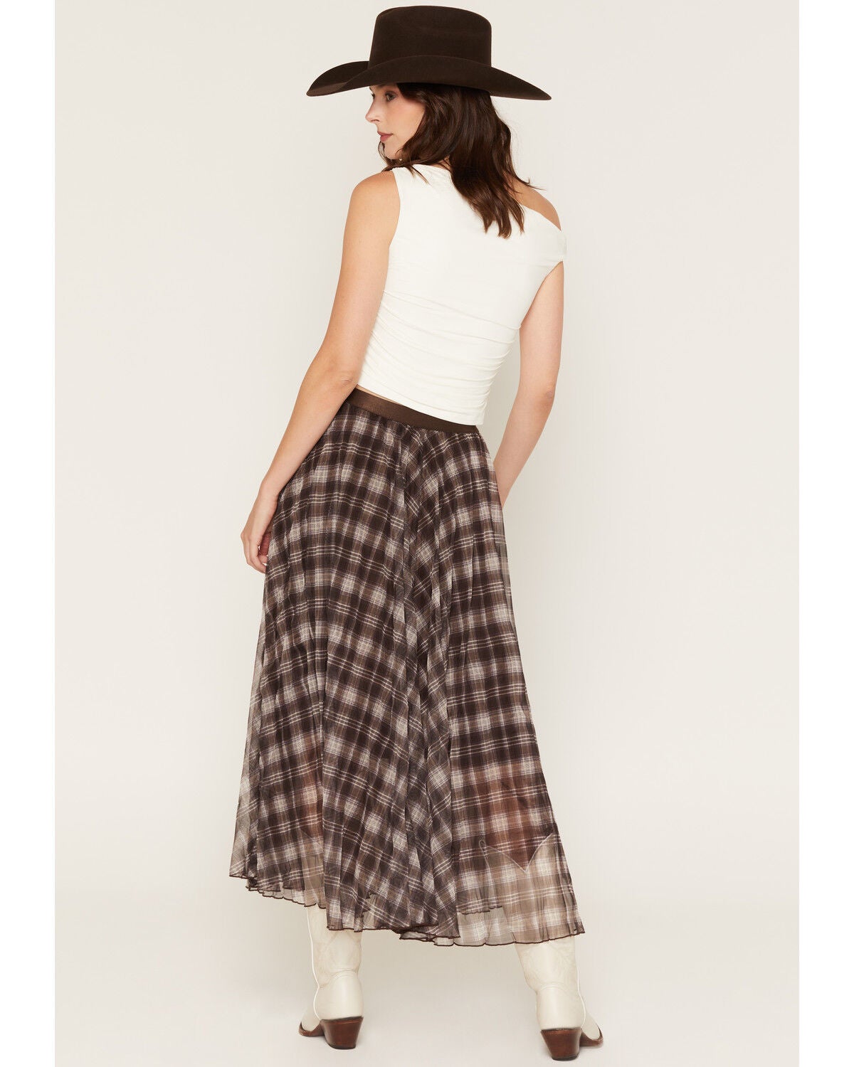 Image #3 - Lili Sidonio Women's Plaid Print Midi Skirt, Chocolate, hi-res