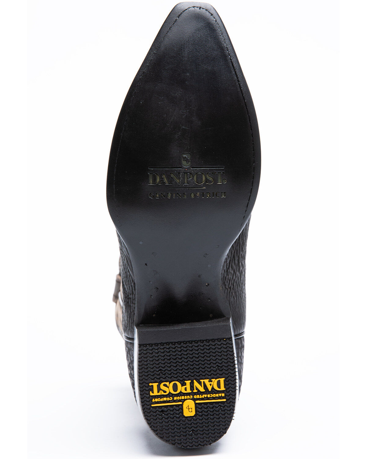 Image #7 - Dan Post Men's Black Ostrich Leg Western Boots - Snip Toe, , hi-res