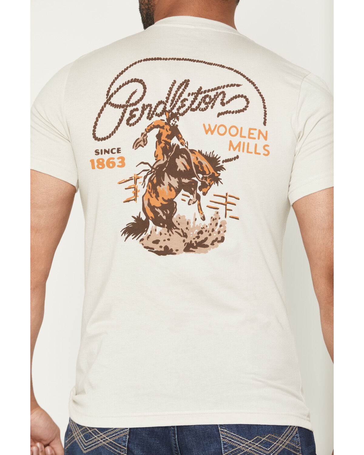 Image #4 - Pendleton Men's Ranch Rodeo Short Sleeve Graphic T-Shirt, Cream, hi-res