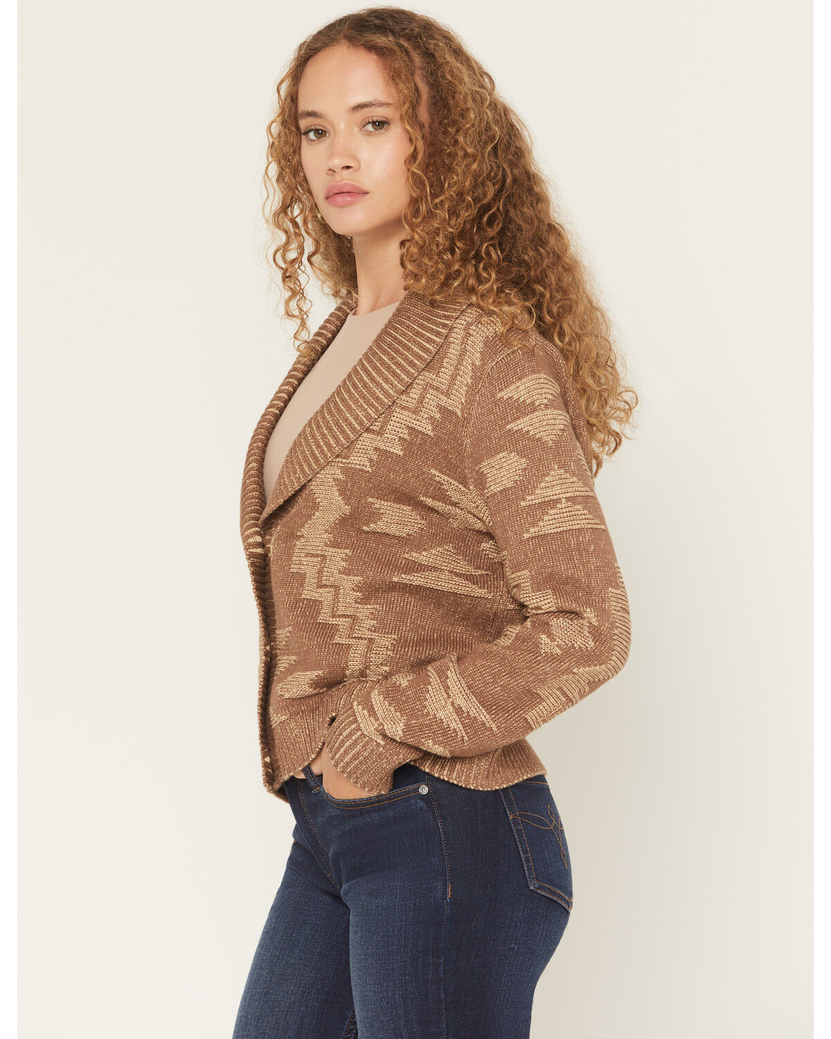 Image #2 - Pendleton Women's Textured Cardigan, Brown, hi-res