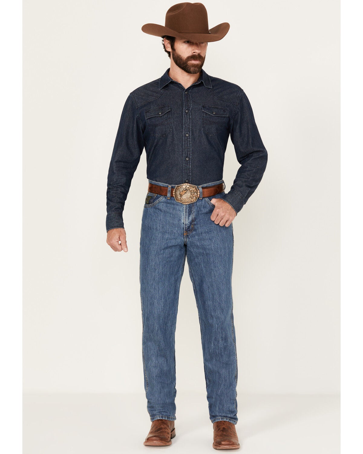 Cinch Men's Relaxed Fit Green Label Jeans, Blue, hi-res