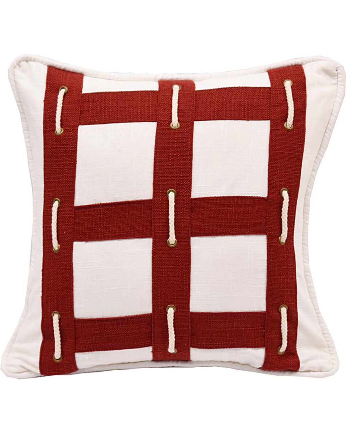 HiEnd Accents Linen Pillow With Rope, Brown, hi-res
