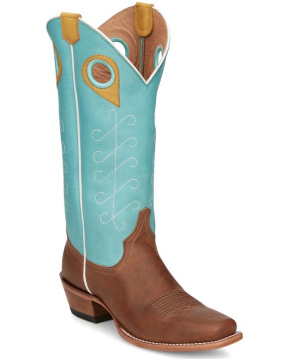 Justin Women's Hattie Saddle Western Boots - Square Toe, Tan, hi-res