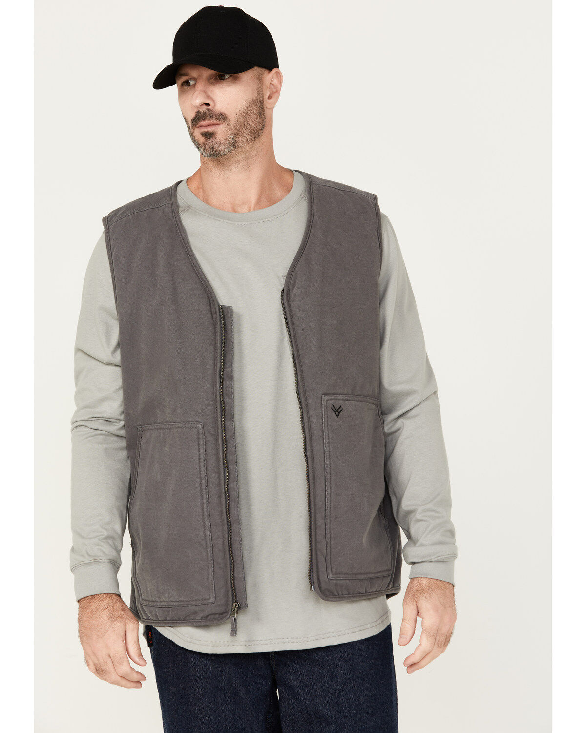 Image #1 - Hawx Men's Weathered Sherpa Lined Work Vest, Charcoal, hi-res