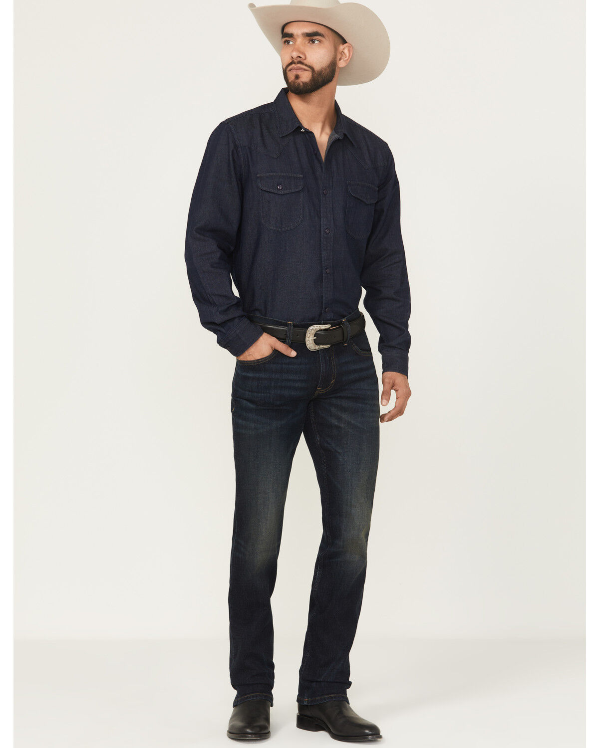 Cody James Men's Solid Black Long Sleeve Button-Down Western Shirt