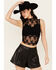 Image #1 - Free People Women's Nice Try Mesh Floral Muscle Tank, Black, hi-res