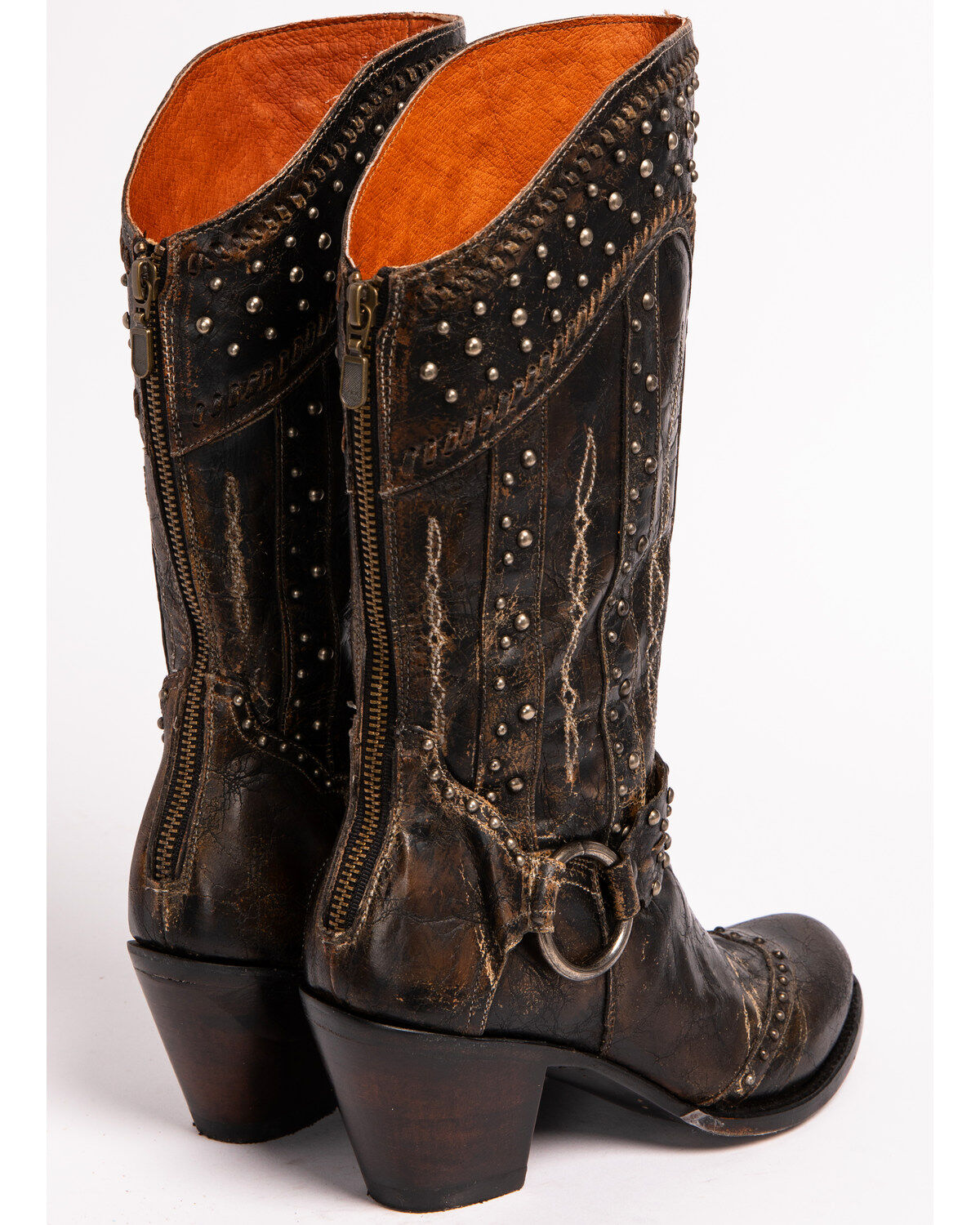 womens black leather cowboy boots