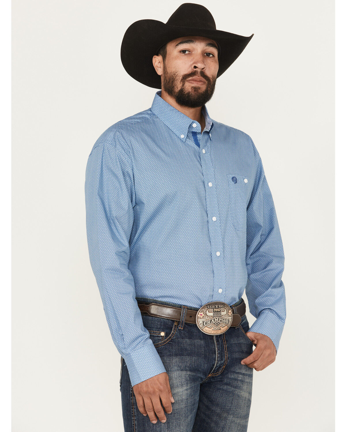 George Strait by Wrangler Men´s Geo Print Long Sleeve Button-Down Stretch Western Shirt -Big