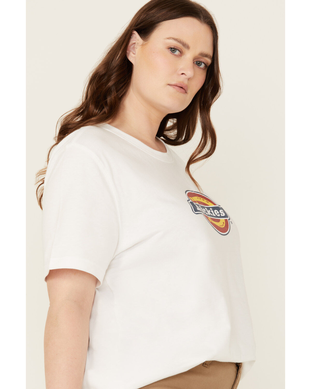 Image #2 - Dickies Women's Logo Short Sleeve Graphic Tee - Plus, White, hi-res