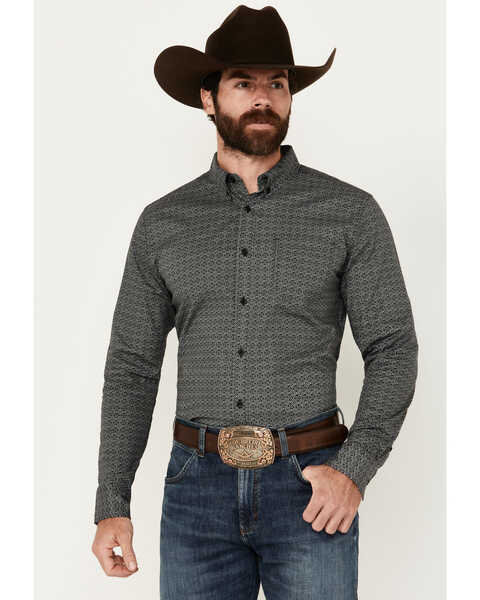 Cody James Men's Conquistador Medallion Print Long Sleeve Button-Down Shirt, Black, hi-res