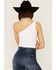 Image #3 - Fornia Women's Top One White One Shoulder Ribbed Cami Top, , hi-res