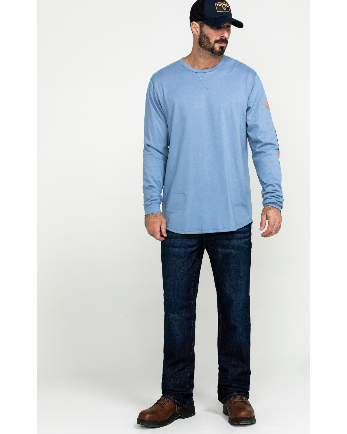 Image #6 - Hawx Men's FR Logo Long Sleeve Work T-Shirt - Big & Tall, Blue, hi-res