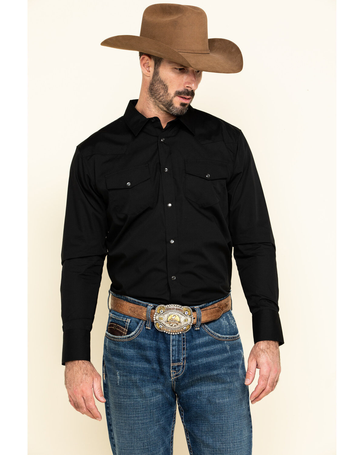 black long sleeve button up shirt