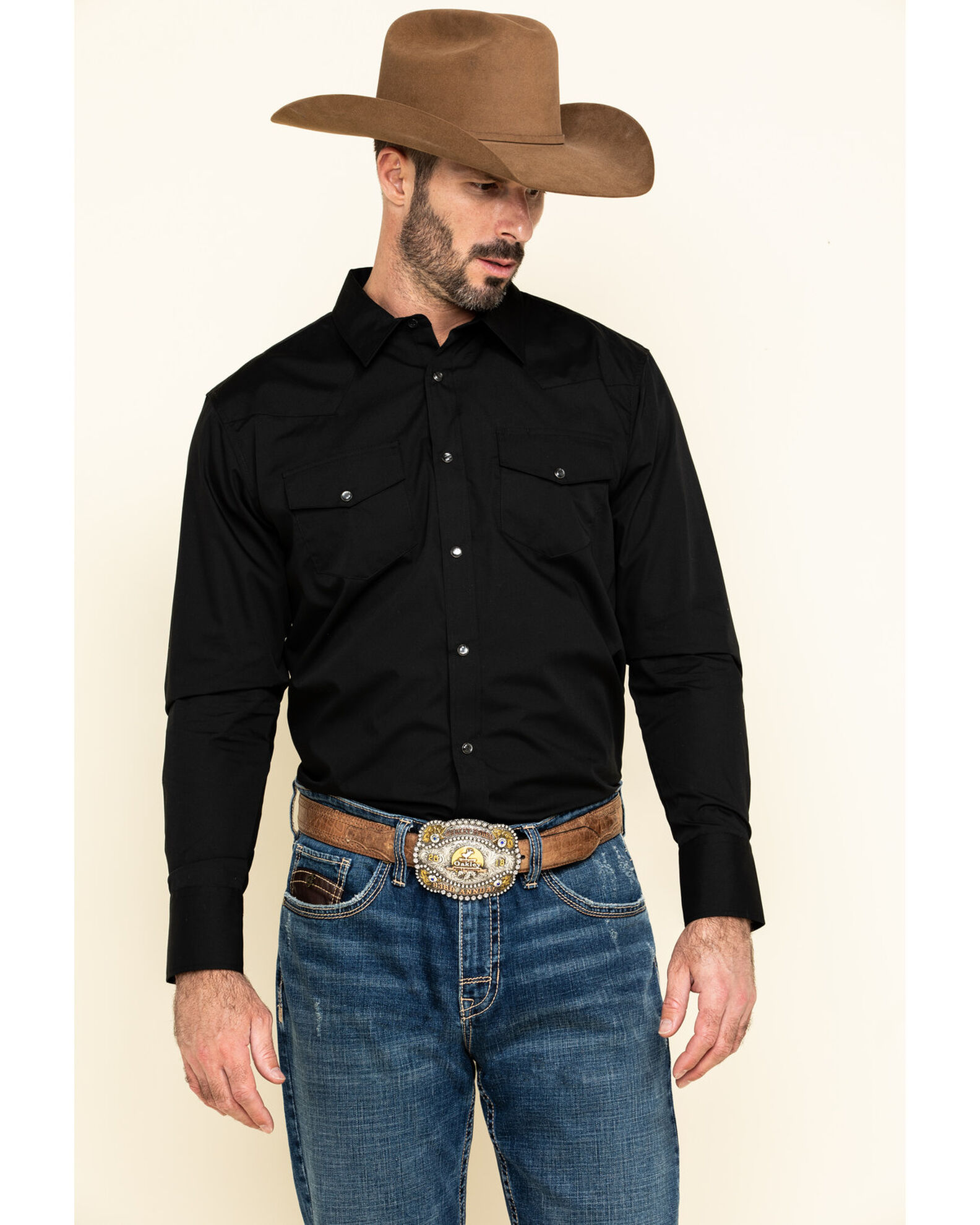 Plains Western Wear, Shirts, Plains Western Wear Shirt Mens Medium Pearl  Snaps Short Sleeve 2 Chest P