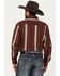 Image #4 - Panhandle Men's Select Serape Striped Print Long Sleeve Snap Western Shirt, Dark Red, hi-res