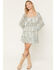 Image #1 - Ash & Violet Women's Boot Barn Exclusive Printed Long Sleeve Tiered Mini Dress, Teal, hi-res