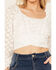 Image #3 - Beyond The Radar Women's Floral Lace Tie Back Long Sleeve Top, White, hi-res