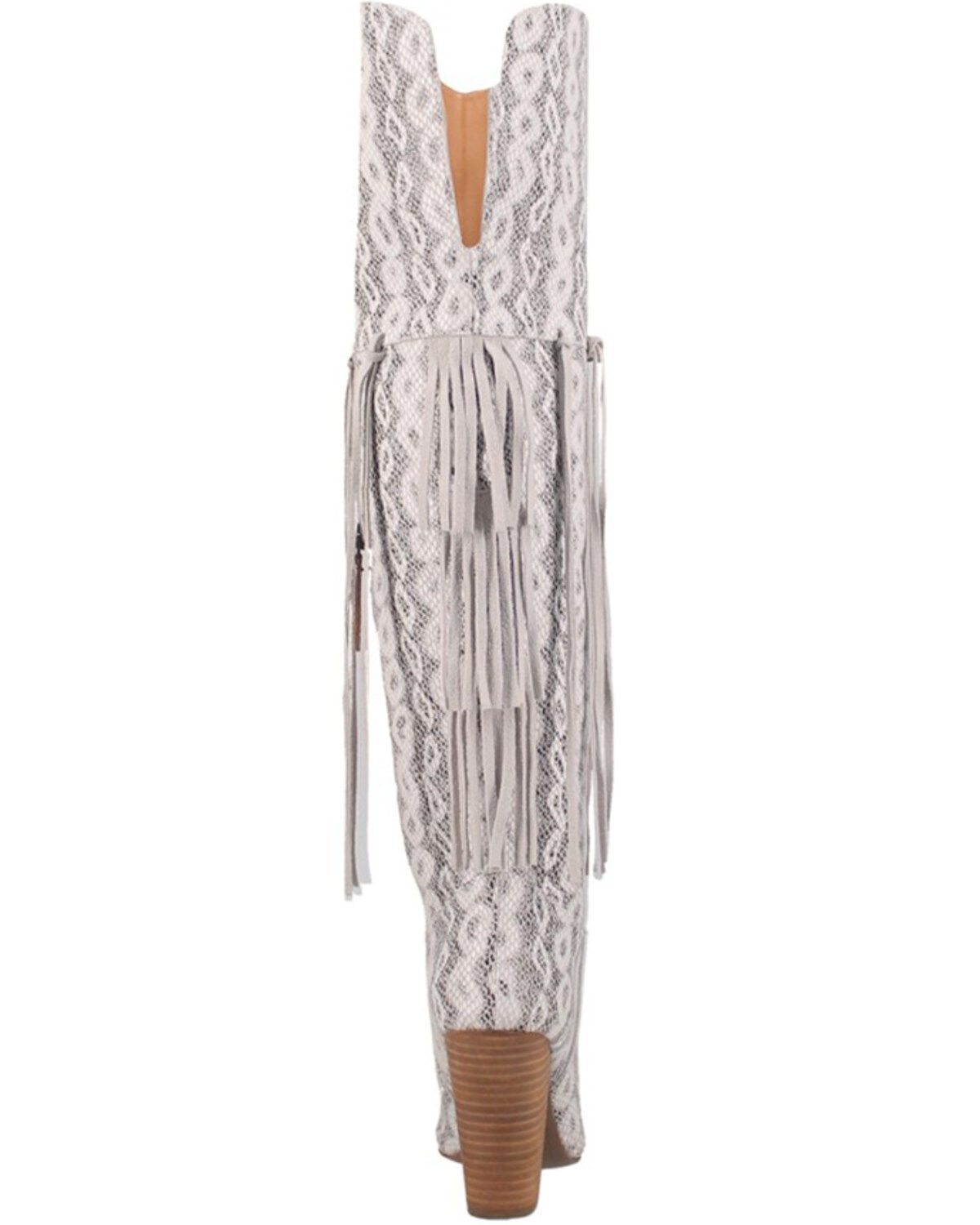 Image #5 - Dingo Women's Kitty Kat Snake Print Fringe Tall Western Boot - Round Toe, White, hi-res