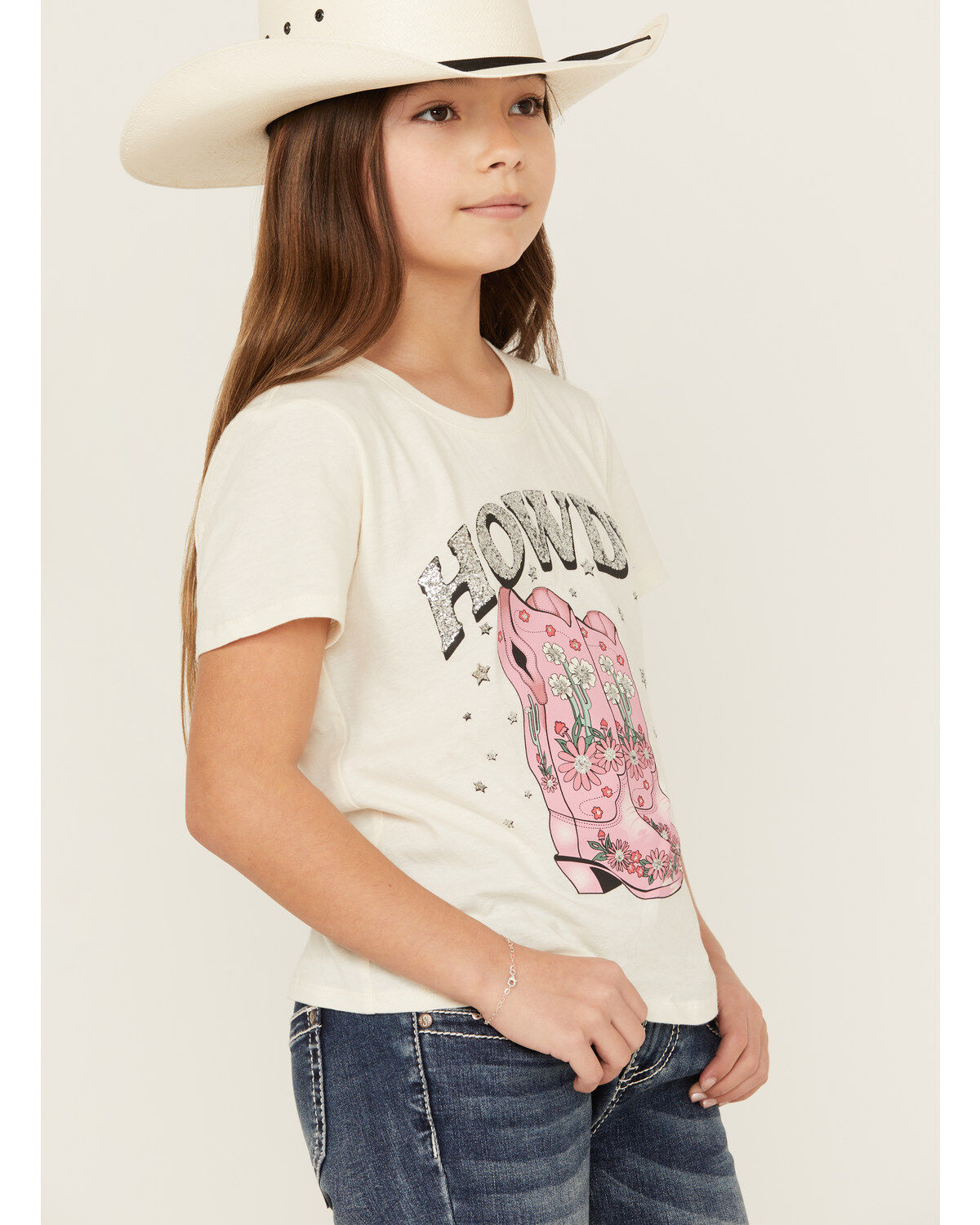Image #2 - Self Esteem Girls' Howdy Sequin Short Sleeve Graphic Tee, , hi-res