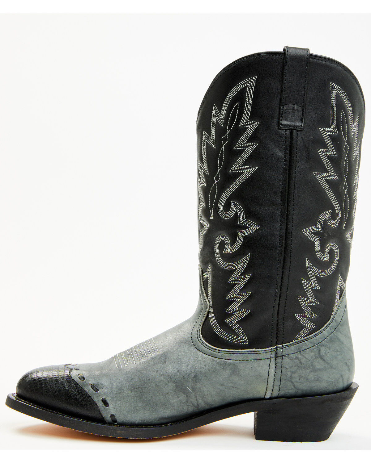 Image #3 - Laredo Men's Lizard Print Wingtip Western Boots - Round Toe, Grey, hi-res