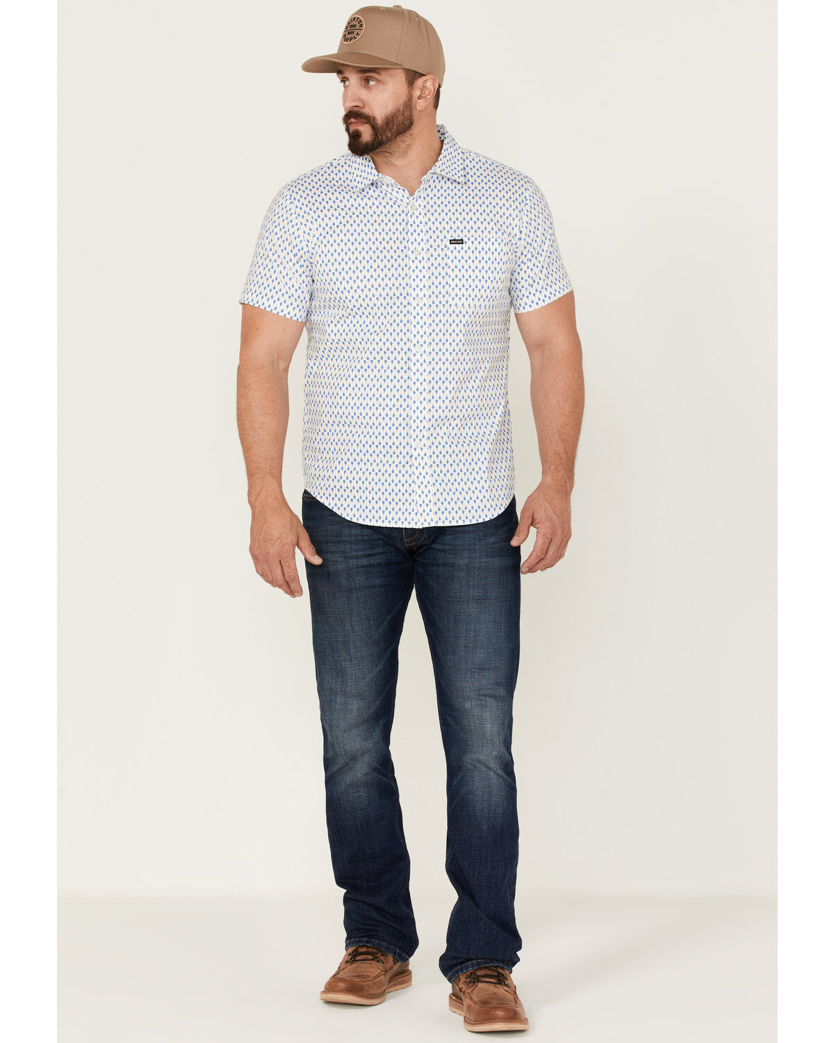Image #2 - Brixton Men's Charter Teardrop Print Oxford Button Down Western Shirt, , hi-res