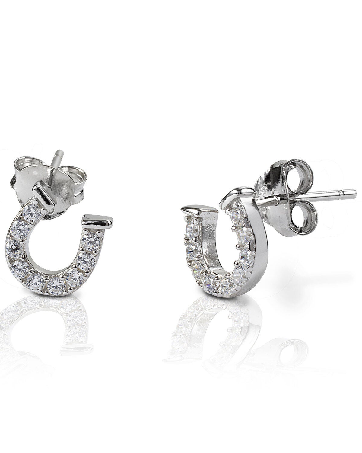 Kelly Herd Women's Clear Horseshoe Earrings, Silver, hi-res