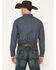 Image #4 - Blue Ranchwear Men's Dark Wash Railroad Striped Print Long Sleeve Snap Western Shirt, Dark Wash, hi-res