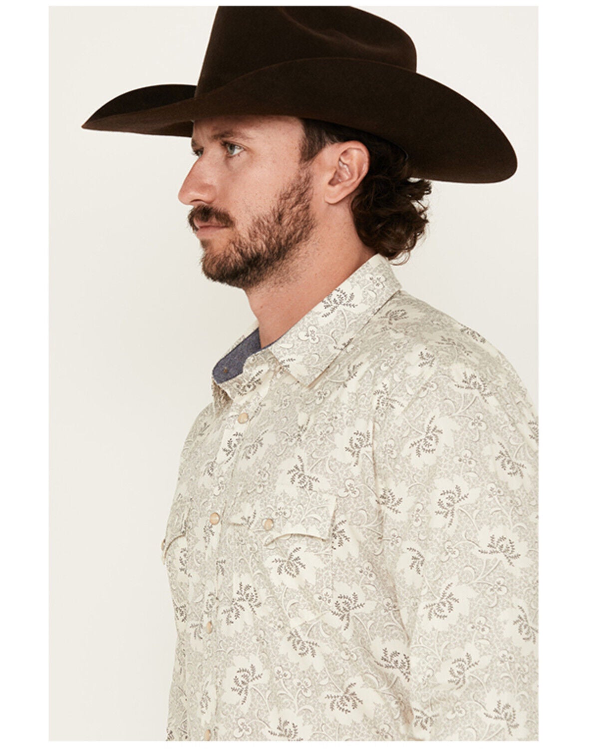 Image #2 - Cody James Men's Treven Floral Print Long Sleeve Snap Western Shirt - Tall, Cream, hi-res