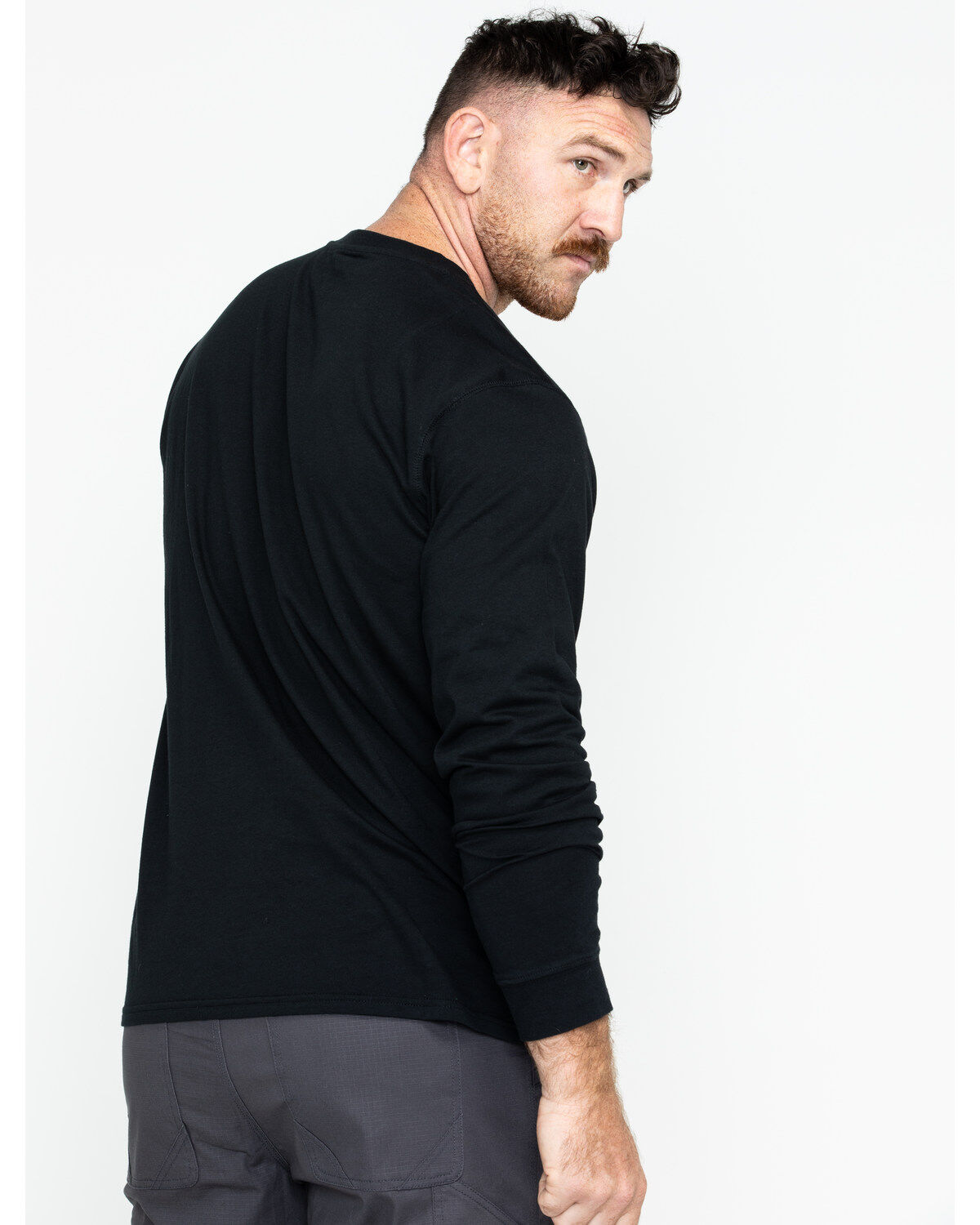 Image #2 - Hawx Men's Black Pocket Henley Work Shirt - Big, Black, hi-res