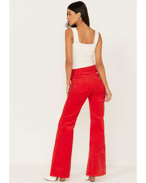 Wrangler Women's Wanderer Corduroy High Rise Flare Jeans, Red