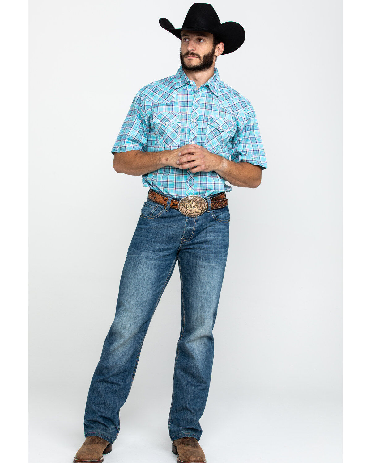 Image #6 - Wrangler 20X Men's Advanced Comfort Plaid Print Long Sleeve Western Shirt, , hi-res