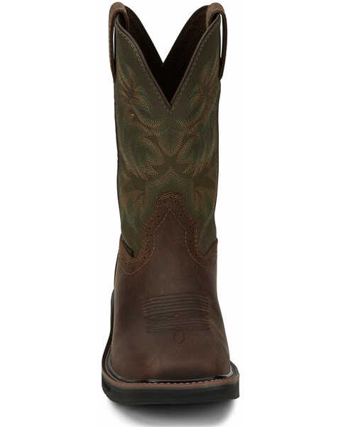 Justin Men's Driller Western Work Boots - Steel Toe, Dark Brown