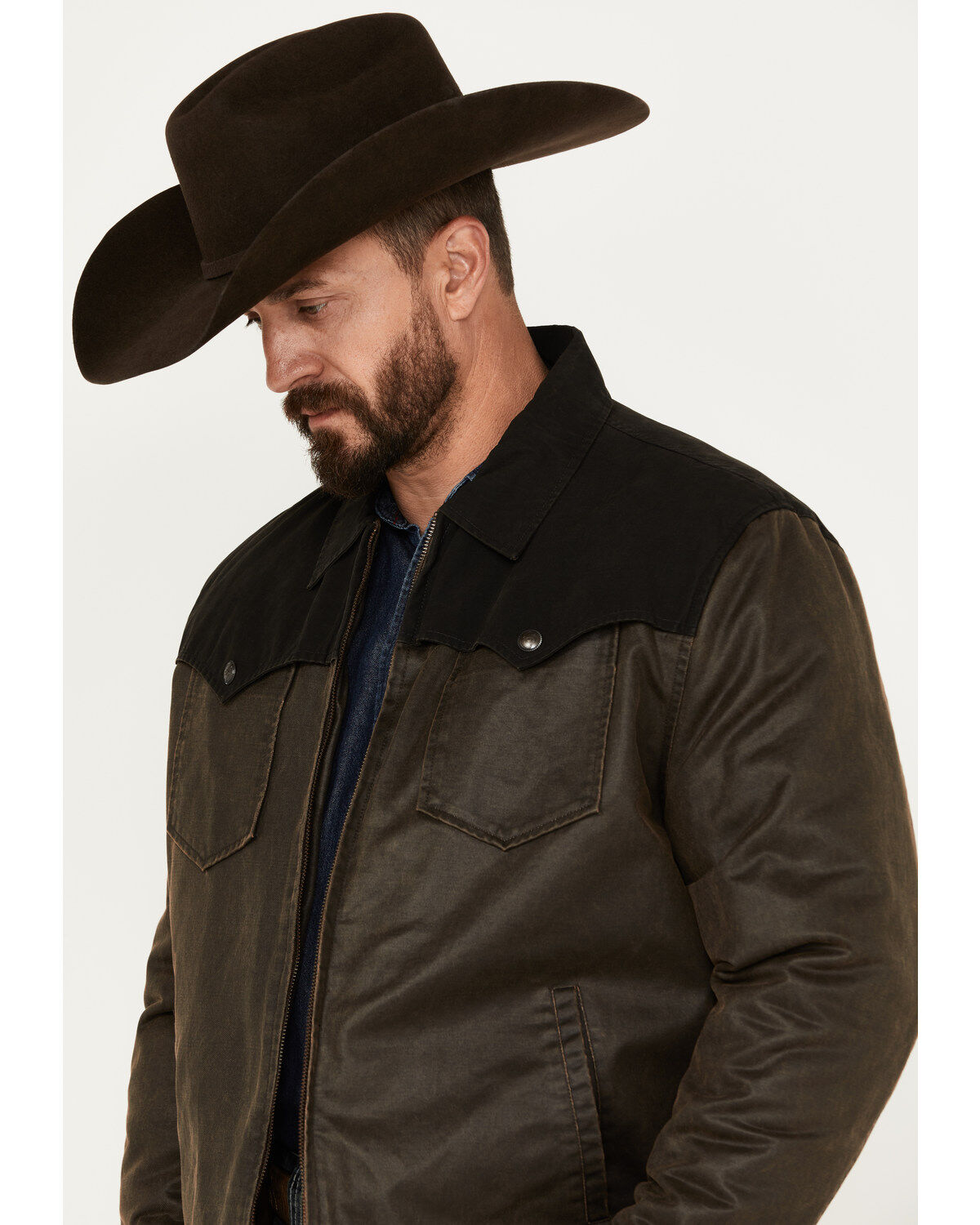 Image #2 - Cripple Creek Men's Two Tone Concealed Carry Ranch Jacket, Brown, hi-res