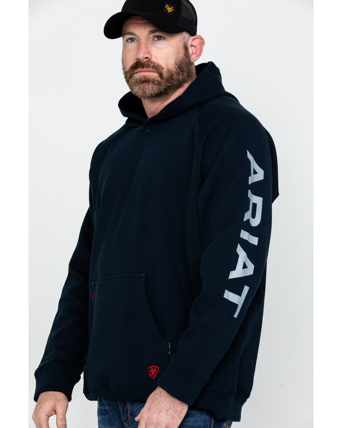 Image #3 - Ariat Men's FR Primo Fleece Logo Hooded Work Sweatshirt - Tall, , hi-res