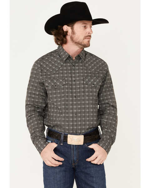 Image #1 - Gibson Men's Coal Miner Geo Print Snap Western Shirt , Black, hi-res