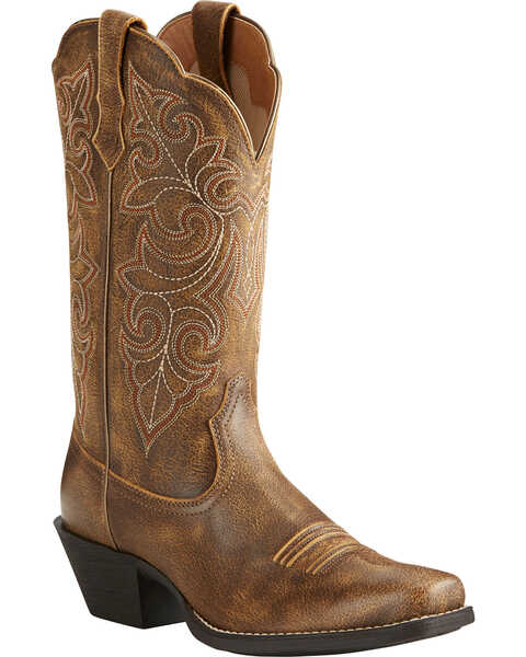 Ariat Women's Round Up Square Toe Western Boots, Lt Brown, hi-res