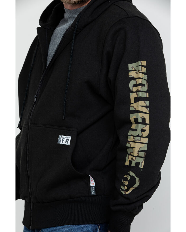Wolverine Men's Black Logo Sleeve ZipUp Work Hoodie Boot Barn