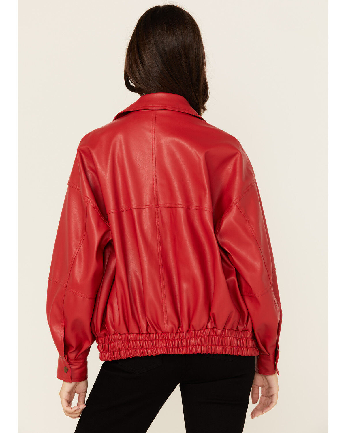 Image #4 - Revel Women's Faux Leather Jacket, Red, hi-res