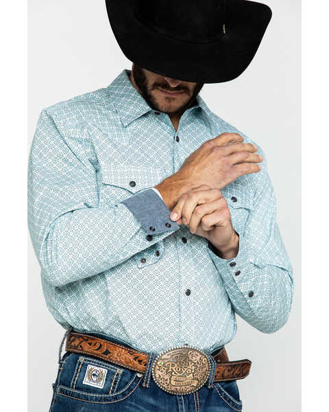 Image #4 - Cody James Men's Rosarito Floral Geo Print Long Sleeve Western Shirt , , hi-res