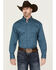 Image #1 - George Strait by Wrangler Men's Solid Long Sleeve Button-Down Stretch Western Shirt, Teal, hi-res