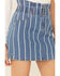 Jolt Women's Pinstripe Denim Mini Skirt, Blue, hi-res