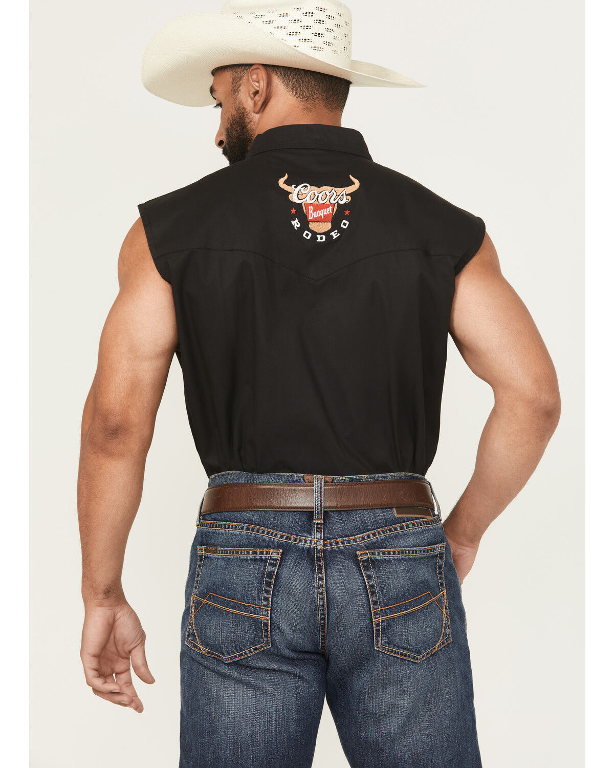 Image #4 - Coors Men's Boot Barn Exclusive Banquet Rodeo Logo Sleeveless Snap Bubba, Black, hi-res