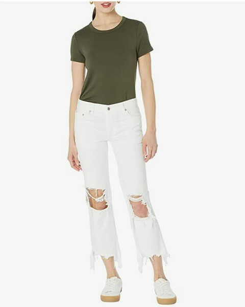 Free People Women's Maggie Mid-Rise Straight Leg White Jeans, White, hi-res