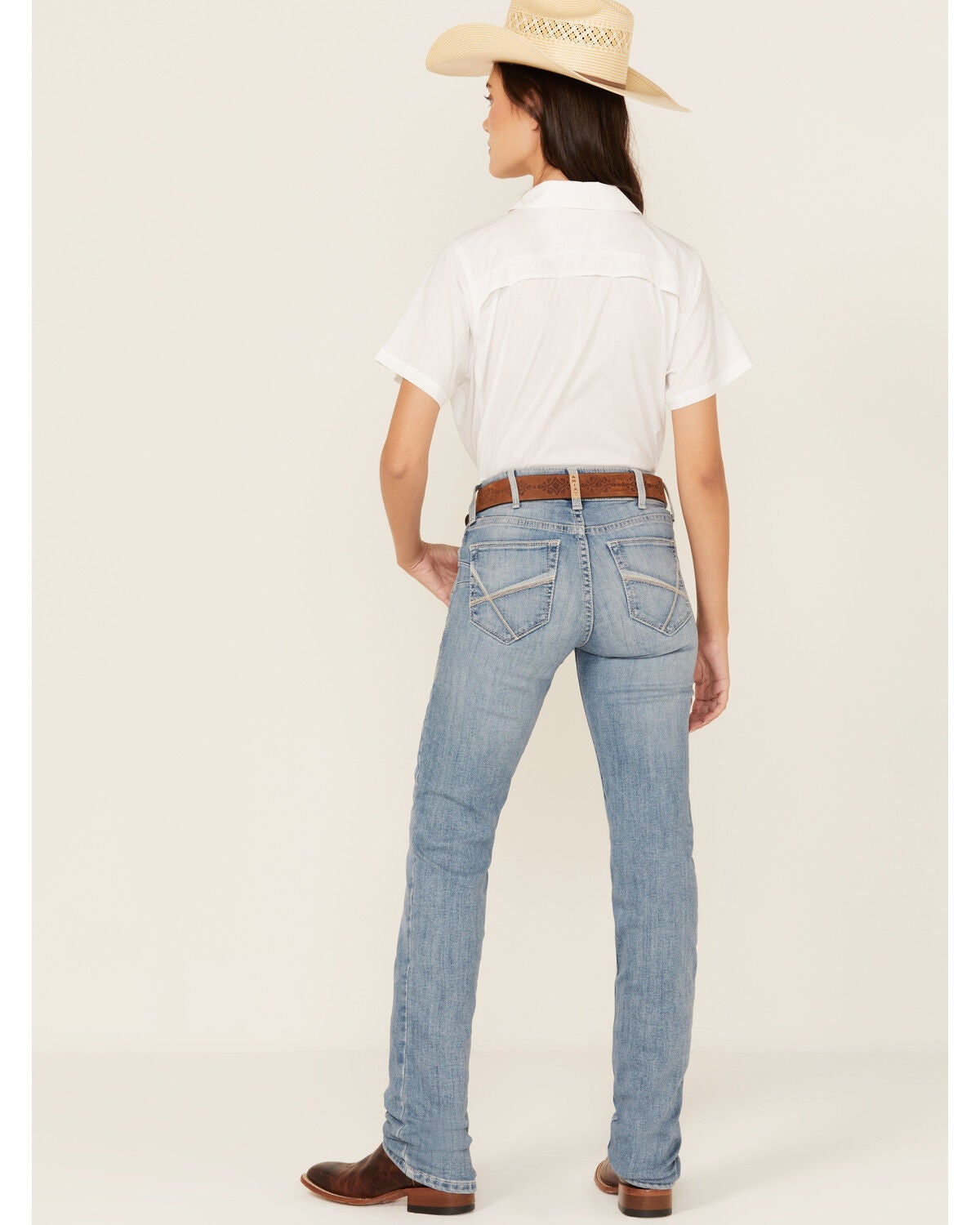 Ariat Women's Yara Light Wash Straight Stretch Denim Jeans, Light Wash, hi-res