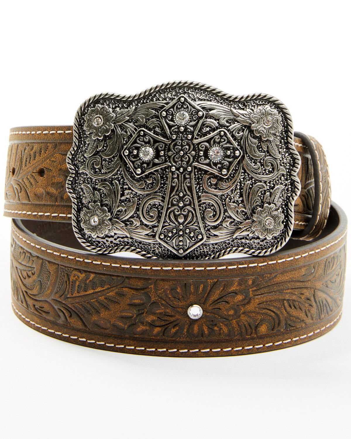 Product Name:  Shyanne Girls' Cross Buckle Floral Embossed Belt