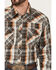 Image #3 - Cowboy Hardware Men's Plaid Print Long Sleeve Snap Stretch Western Shirt, Dark Brown, hi-res