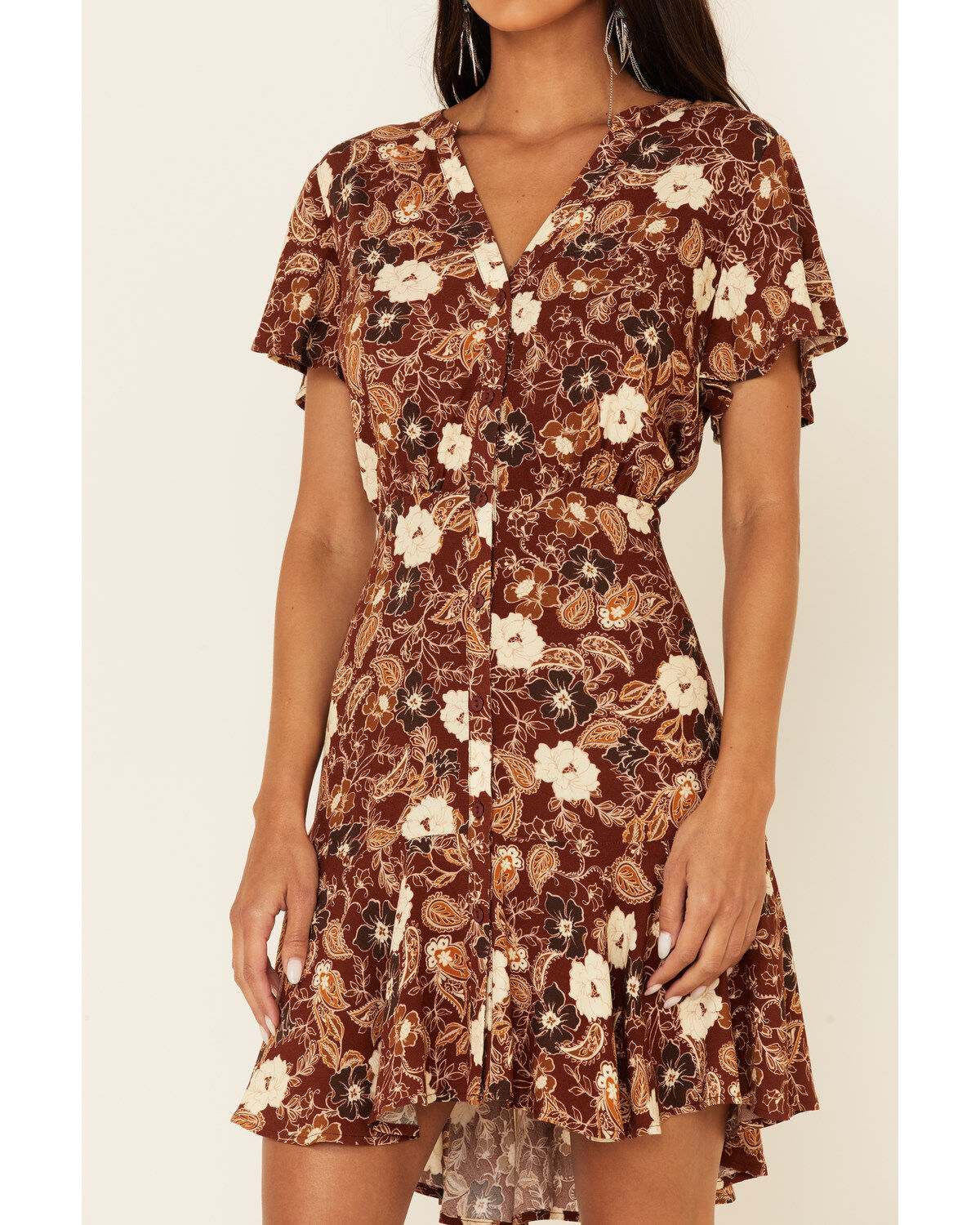rust floral dress