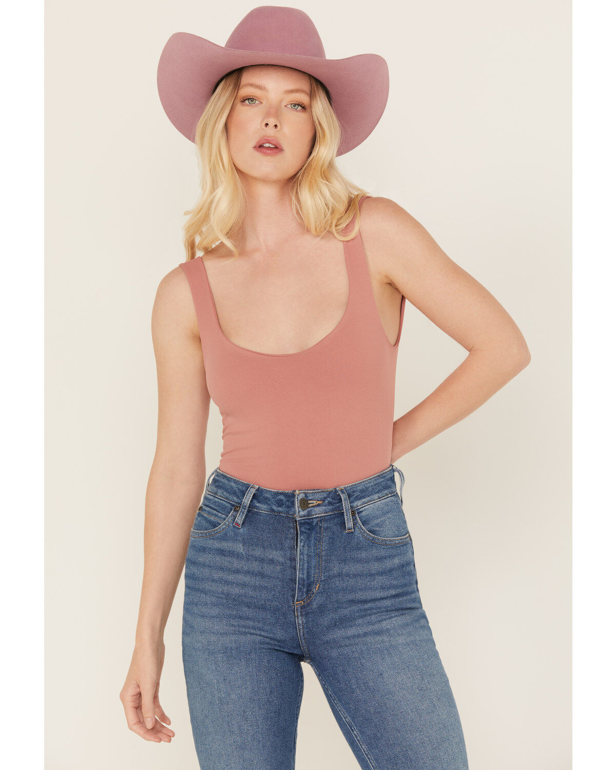 Image #1 - Free People Women's Clean Lines Bodysuit, Wine, hi-res