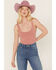 Free People Women's Clean Lines Bodysuit , Wine, hi-res